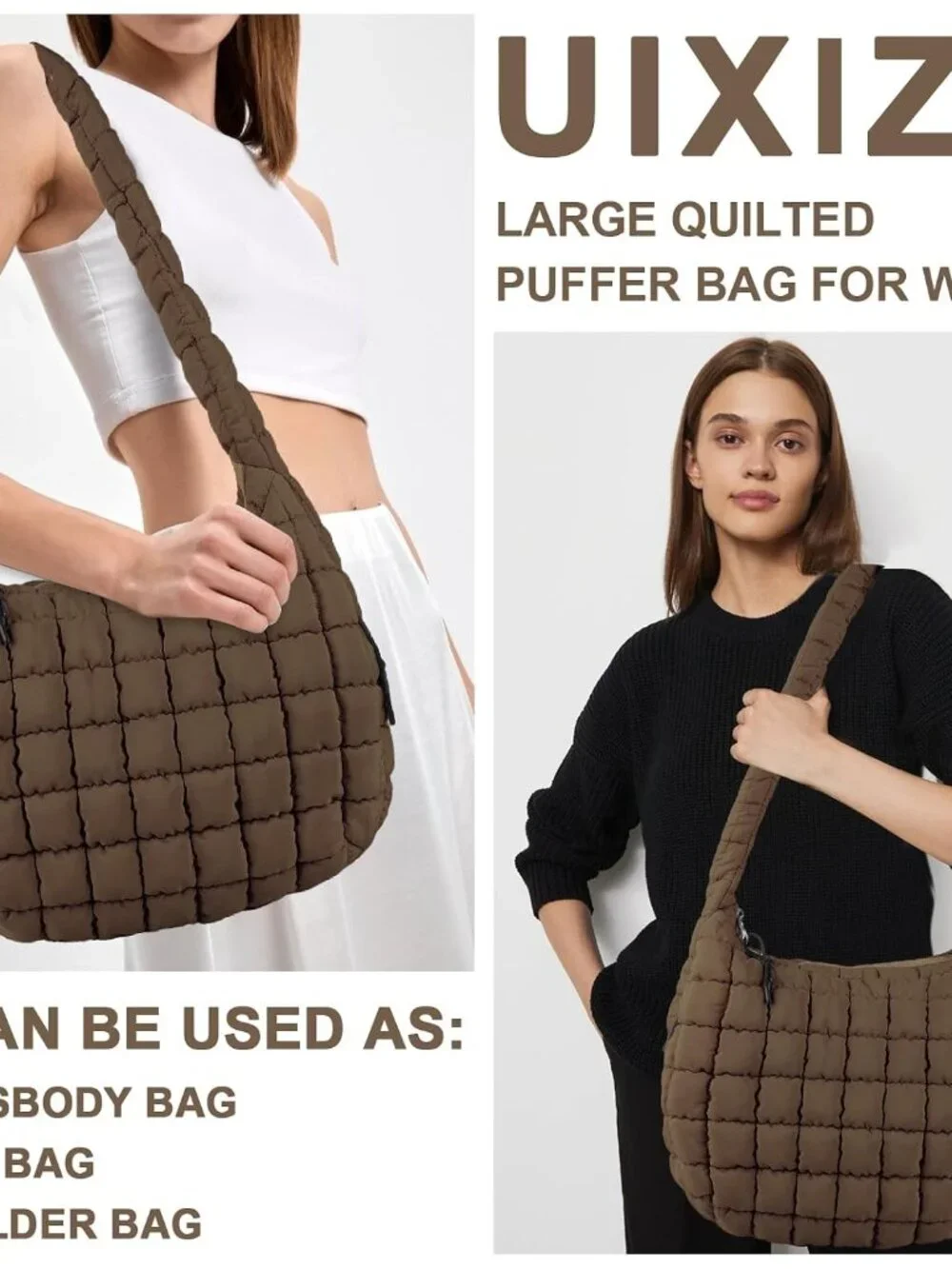 Quilted Puffer Tote Bag Purse Puffy Crossbody Shoulder Bag,Lightweight Nylon Hob_7